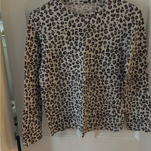 Banana Republic Beige and Black Leopard Print Long Sleeve Top